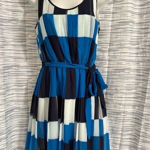 Elegant Blue and Black Checkered Dress